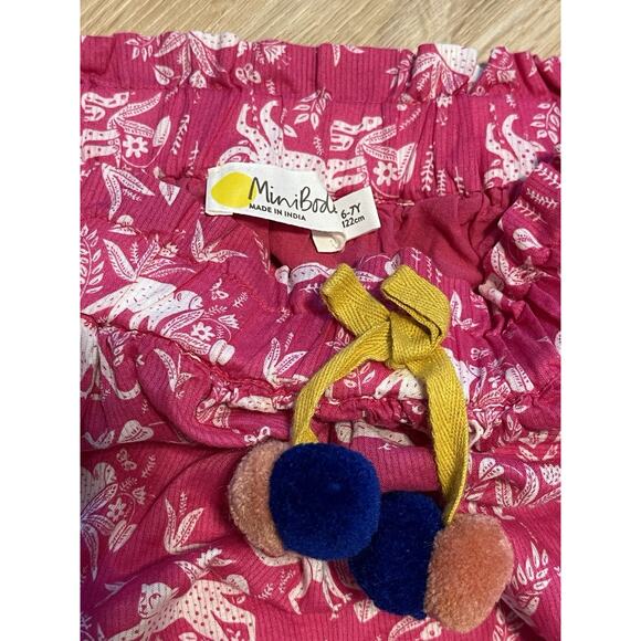 Mini Boden Pink Floral Animal Print elastic waist lined skirt Girls 6-7 - Picture 4 of 7